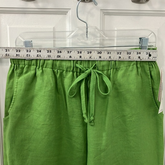 Jones New York Sport Green Cropped Linen pants size 12 drawstring elastic waist - Picture 10 of 12